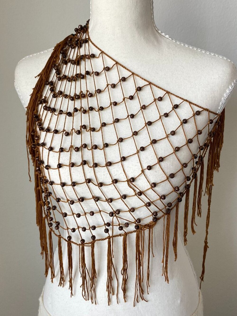Boho Brown Beaded Hip Scarf & Fringe Belt